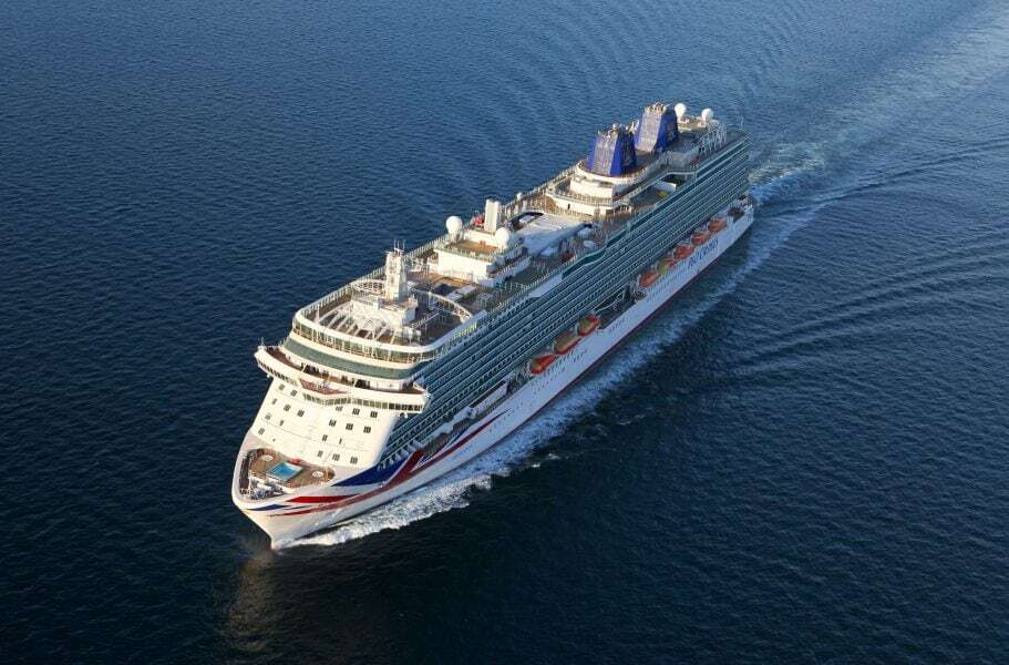 P&O cruises Britannia ship sailing at sea