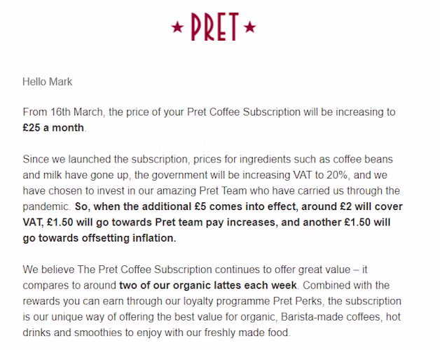 Pret-price-increase-email-Mark-Ritson